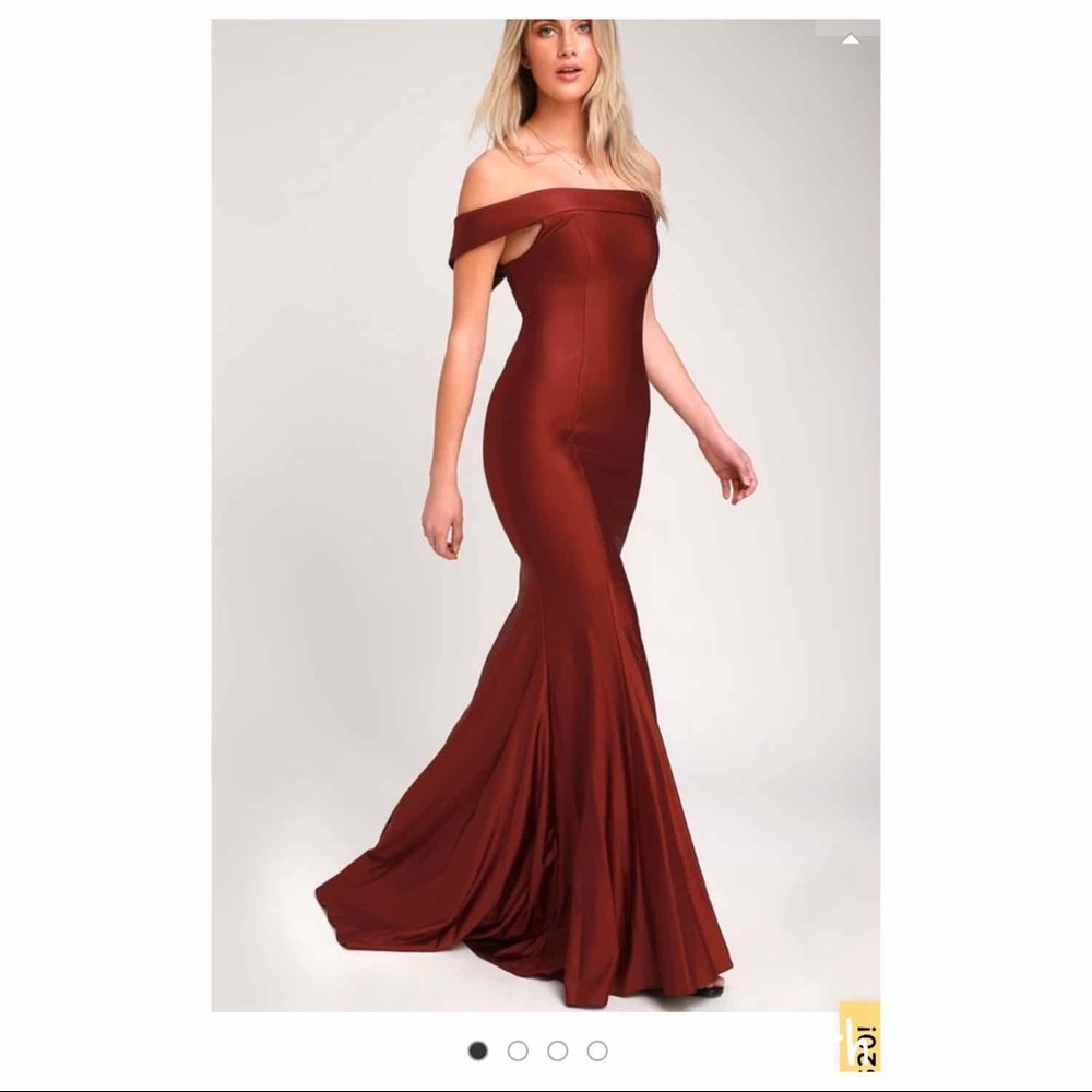 Lulu’s off the shoulder burgundy dress/gown